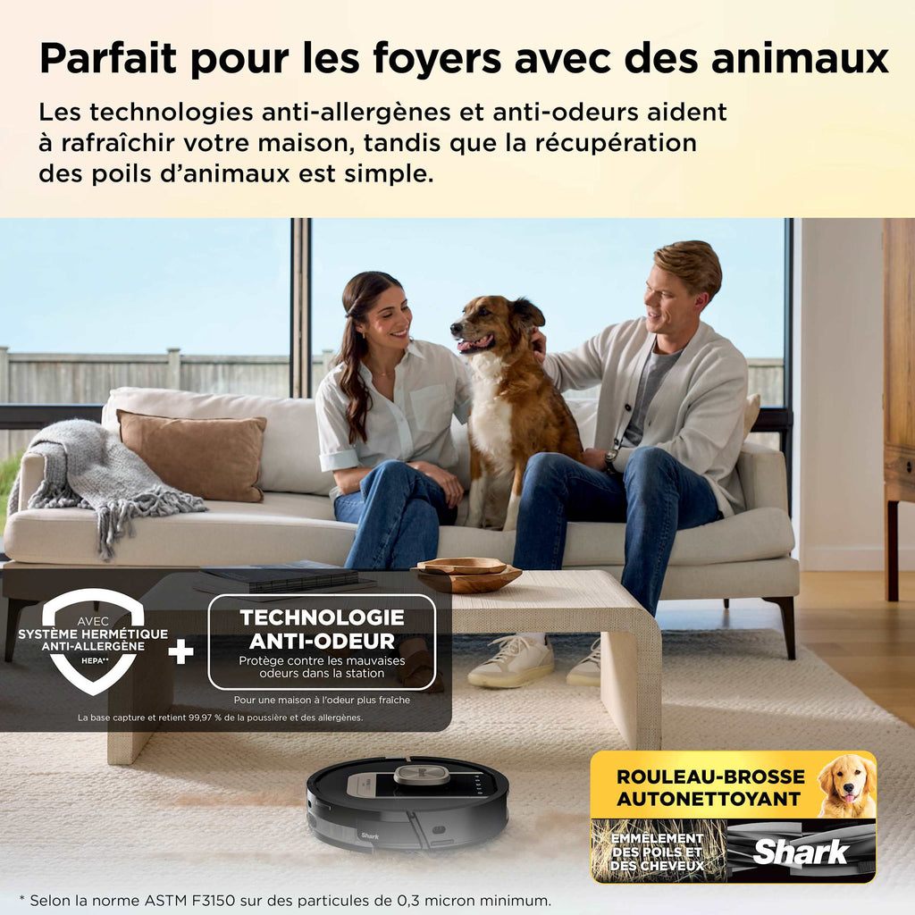 Robot aspirateur et laveur Shark ThermaCharged PowerDetect avec séchage à chaud - Noir