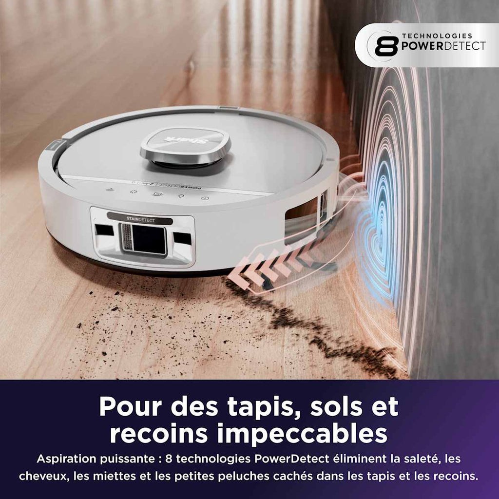 Robot aspirateur laveur 2-en-1 Shark PowerDetect UV Reveal – Blanc