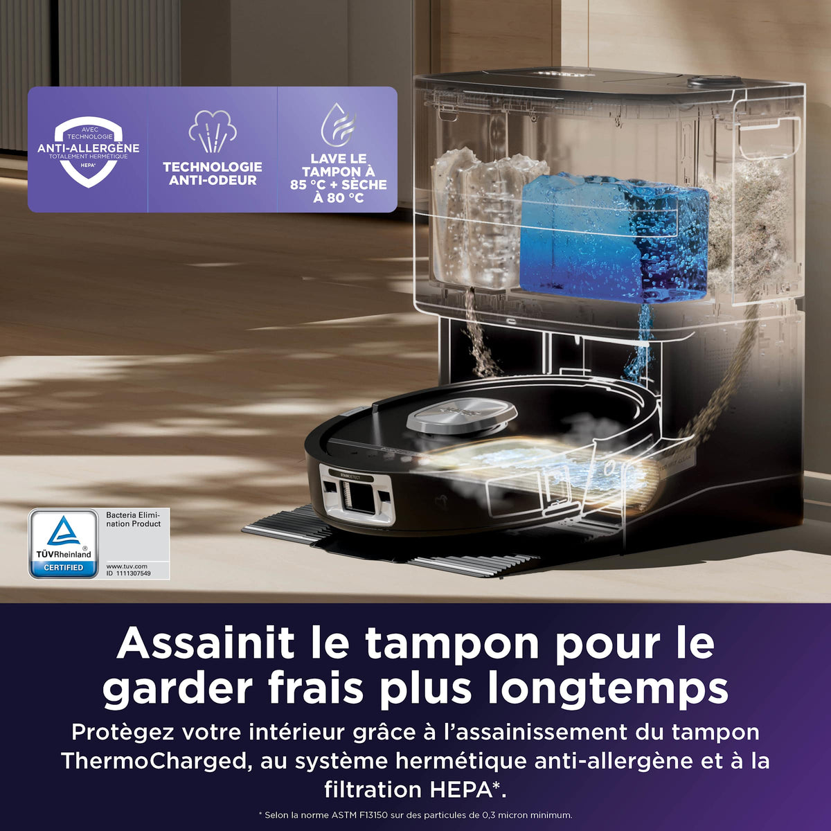 Robot aspirateur laveur 2-en-1 Shark PowerDetect UV Reveal – Noir