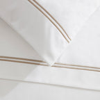 Dusklia - Regent Embroidered 100% Cotton Pair of Classic Pillowcases 400 Thread Count - Natural