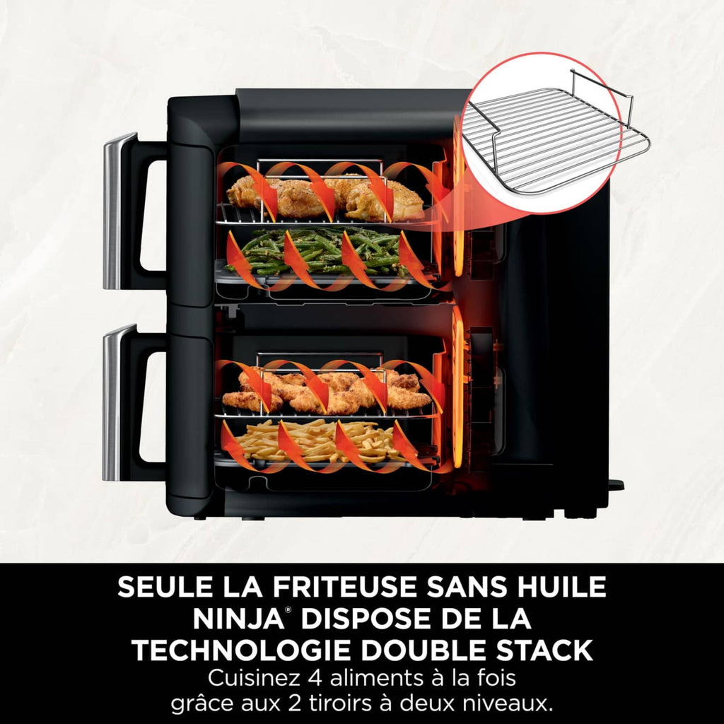 Air Fryer Ninja DoubleStack, verticale, 7.6L, 6-en-1, Noir