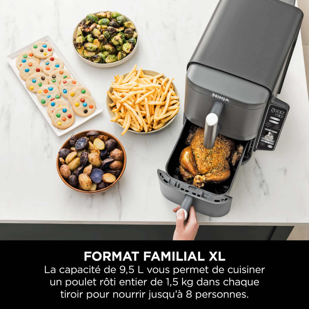 Air Fryer Ninja DoubleStack XL, verticale,  9.5L, 6-en-1, Gris