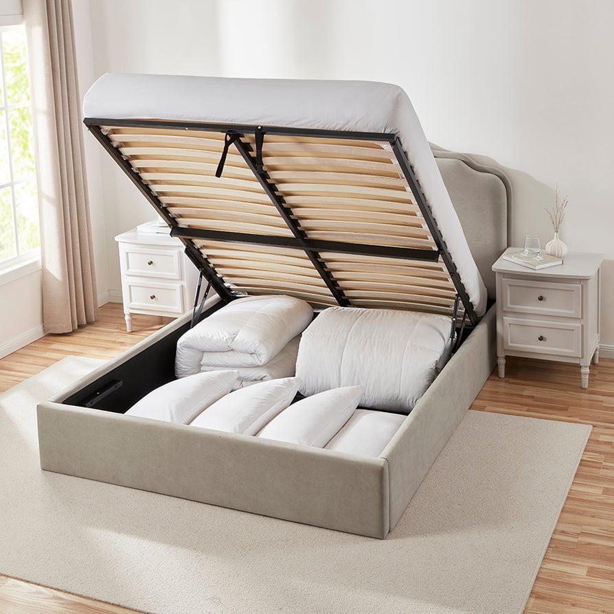 Dusklia - Wiltshire Ottoman Storage Bed - Stone