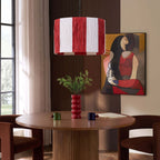 Dusklia - Abi Raffia Stripe Ceiling Shade - Red