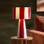 Dusklia - Abi Raffia Stripe Table Lamp - Red