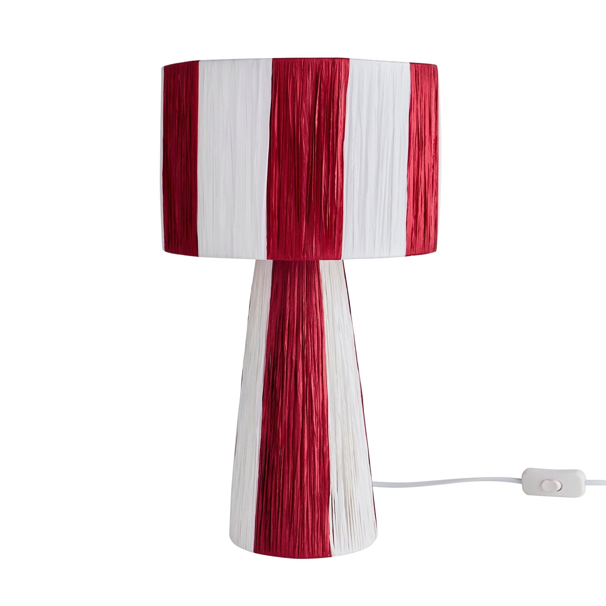 Dusklia - Abi Raffia Stripe Table Lamp - Red