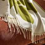 Dusklia - Abstract Floral Sofa Throw - Green/ Natural