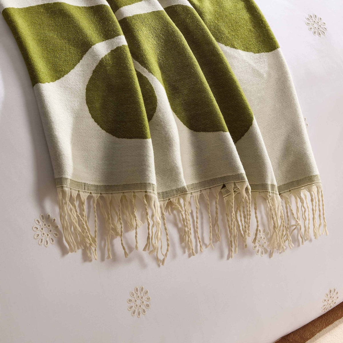 Dusklia - Abstract Floral Throw - Green/ Natural
