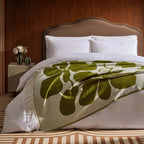 Dusklia - Abstract Floral Throw - Green/ Natural