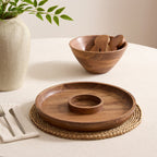 Dusklia - Acacia Chip & Dip Serving Bowl - Natural