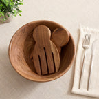 Dusklia - Acacia Salad Bowl with Servers - Natural