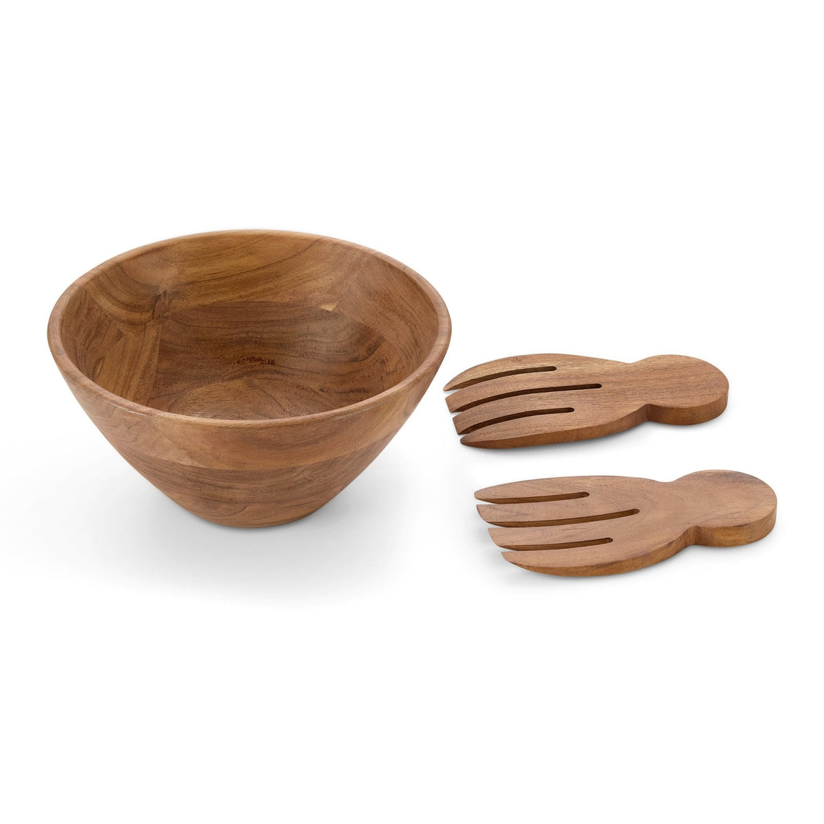 Dusklia - Acacia Salad Bowl with Servers - Natural