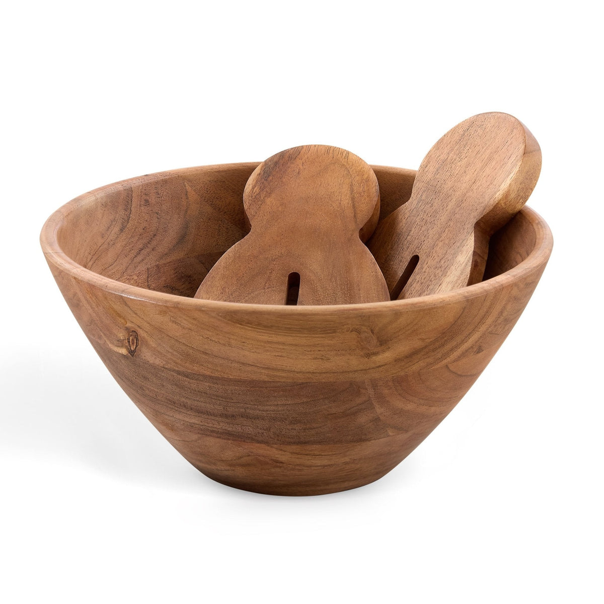 Dusklia - Acacia Salad Bowl with Servers - Natural