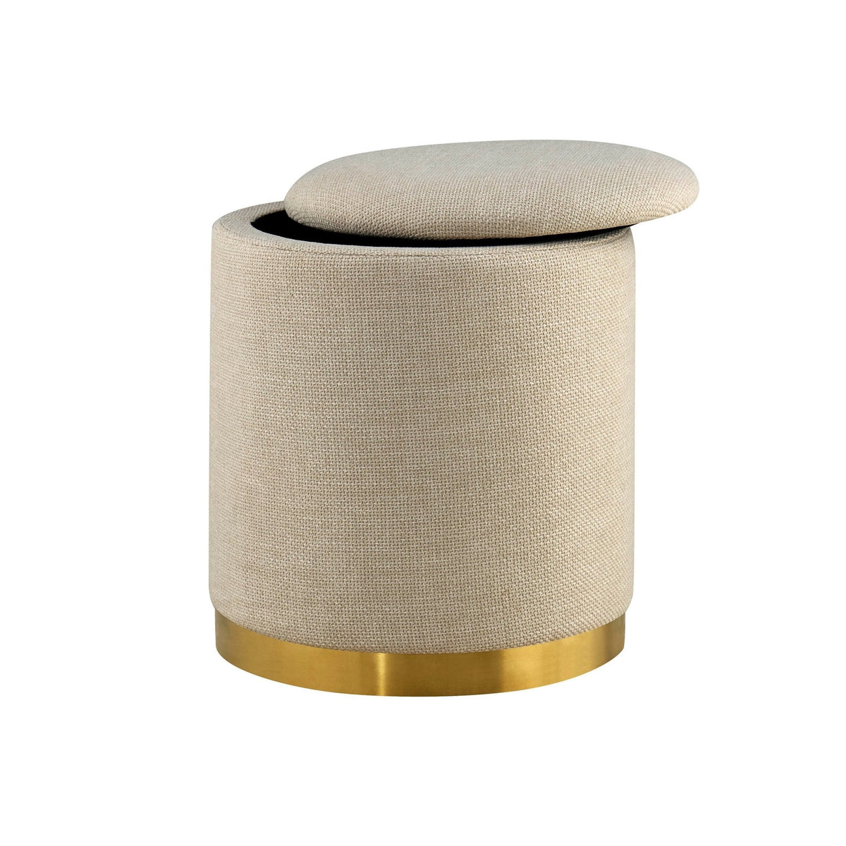 Dusklia - Adelaide Gold Base Storage Stool - Beige