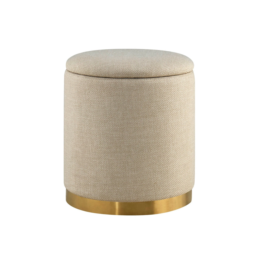 Dusklia - Adelaide Gold Base Storage Stool - Beige