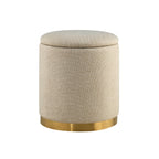 Dusklia - Adelaide Gold Base Storage Stool - Beige