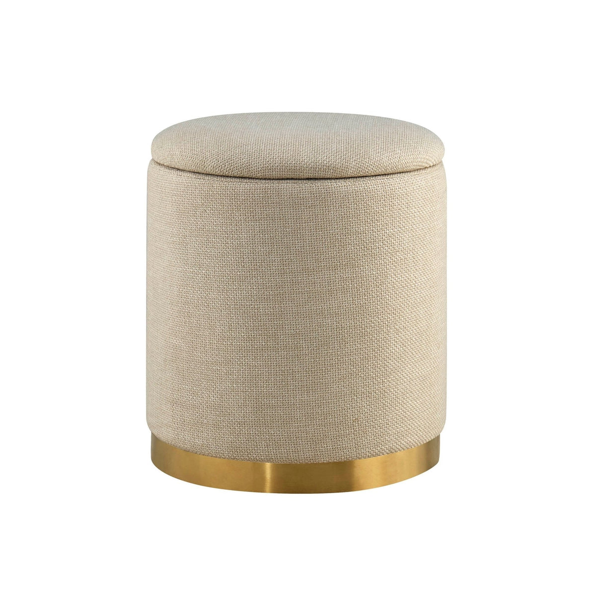 Dusklia - Adelaide Gold Base Storage Stool - Beige