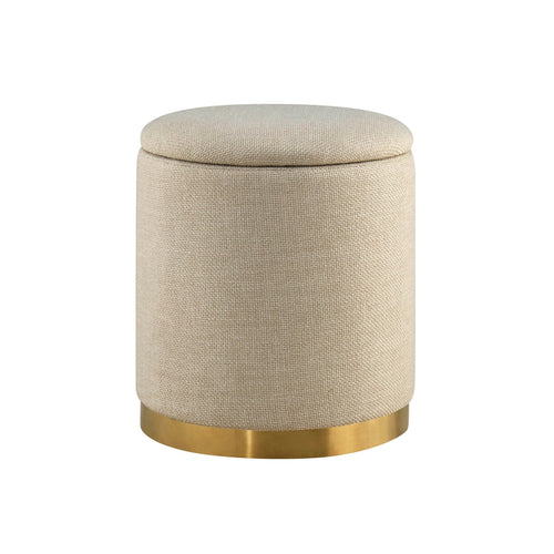 Dusklia - Adelaide Gold Base Storage Stool - Beige