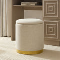 Dusklia - Adelaide Gold Base Storage Stool - Beige