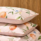 Dusklia - Adeline 300 Thread Count Orange Floral Print Duvet Cover & Pillowcase Set - Orange