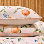 Dusklia - Adeline 300 Thread Count Orange Floral Print Duvet Cover & Pillowcase Set - Orange