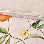 Dusklia - Adeline 300 Thread Count Orange Floral Print Duvet Cover & Pillowcase Set - Orange