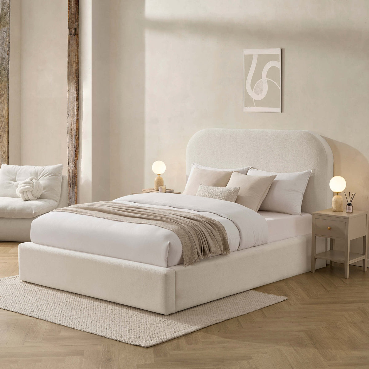 Dusklia - Aintree Ottoman Storage Bed - Teddy Cream