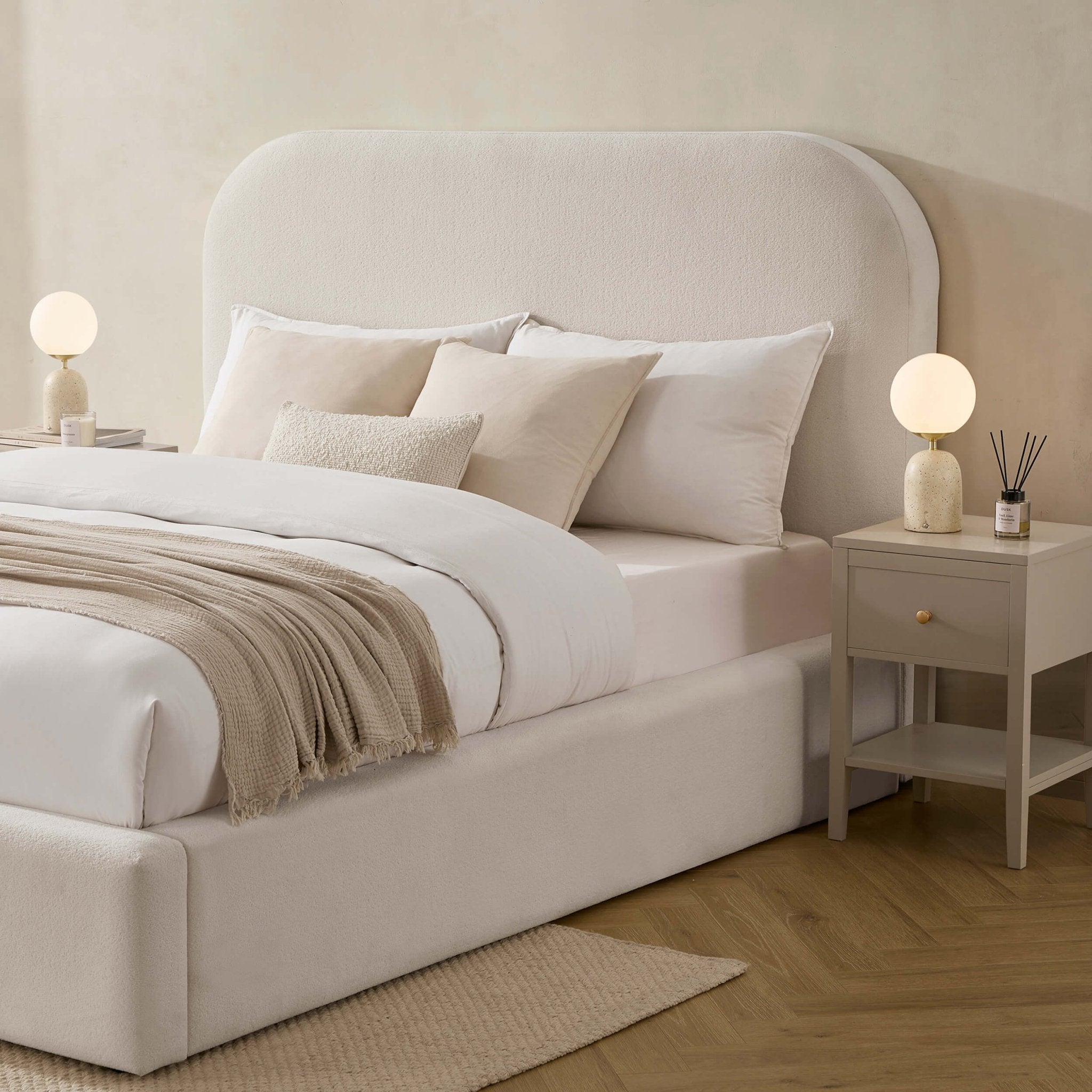 Dusklia - Aintree Ottoman Storage Bed - Teddy Cream