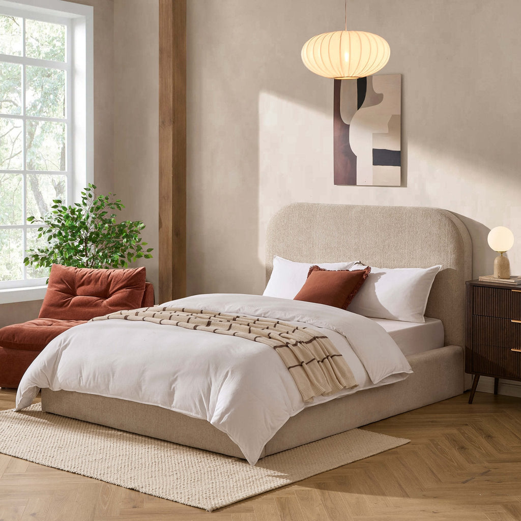 Dusklia - Aintree Ottoman Storage Bed - Textured Oatmeal
