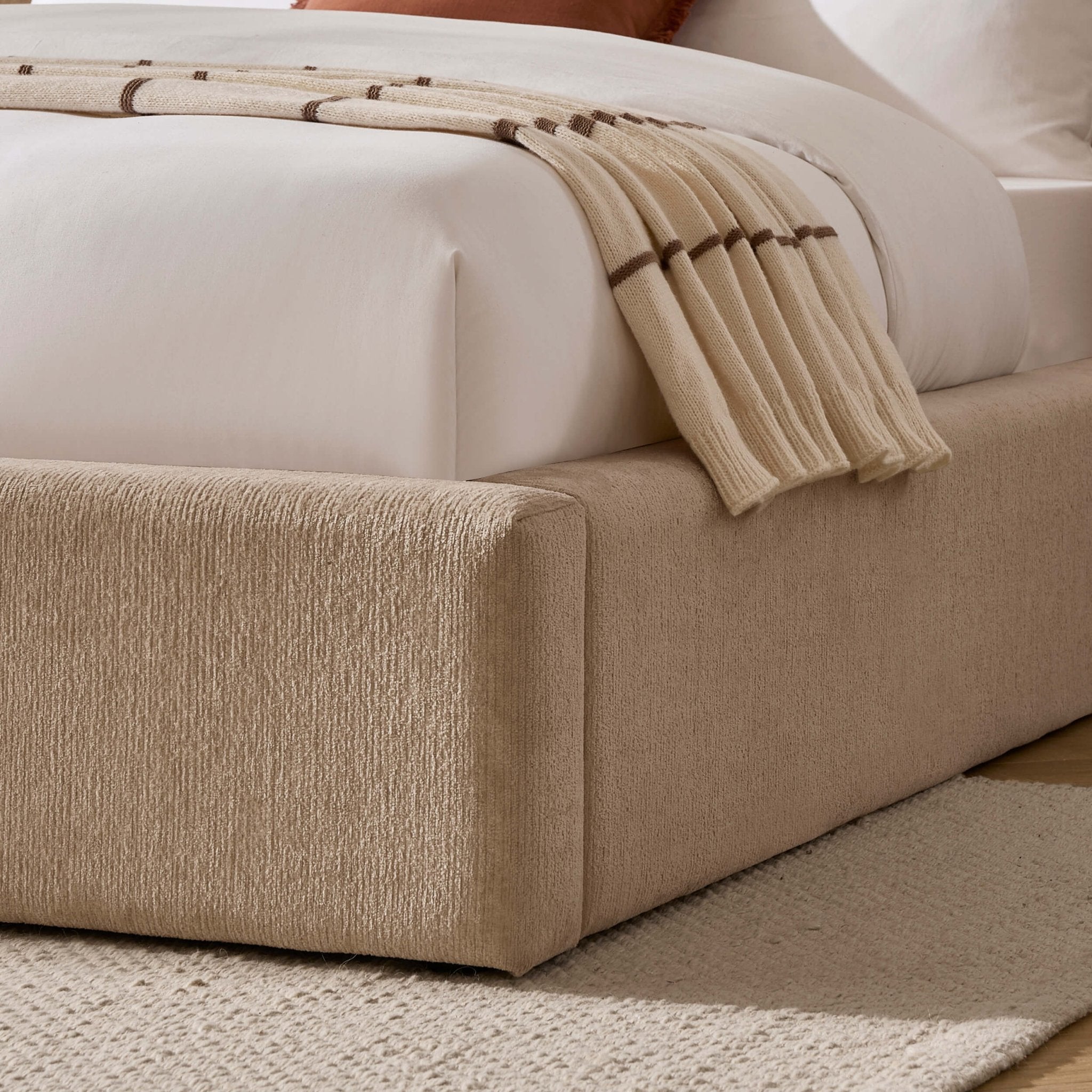 Dusklia - Aintree Ottoman Storage Bed - Textured Oatmeal