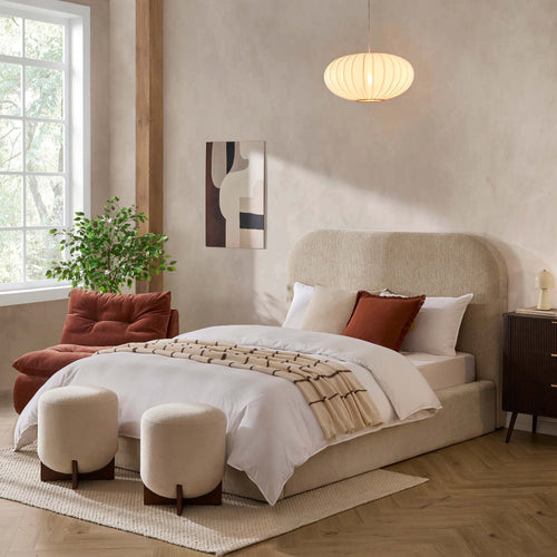 Dusklia - Aintree Ottoman Storage Bed - Textured Oatmeal