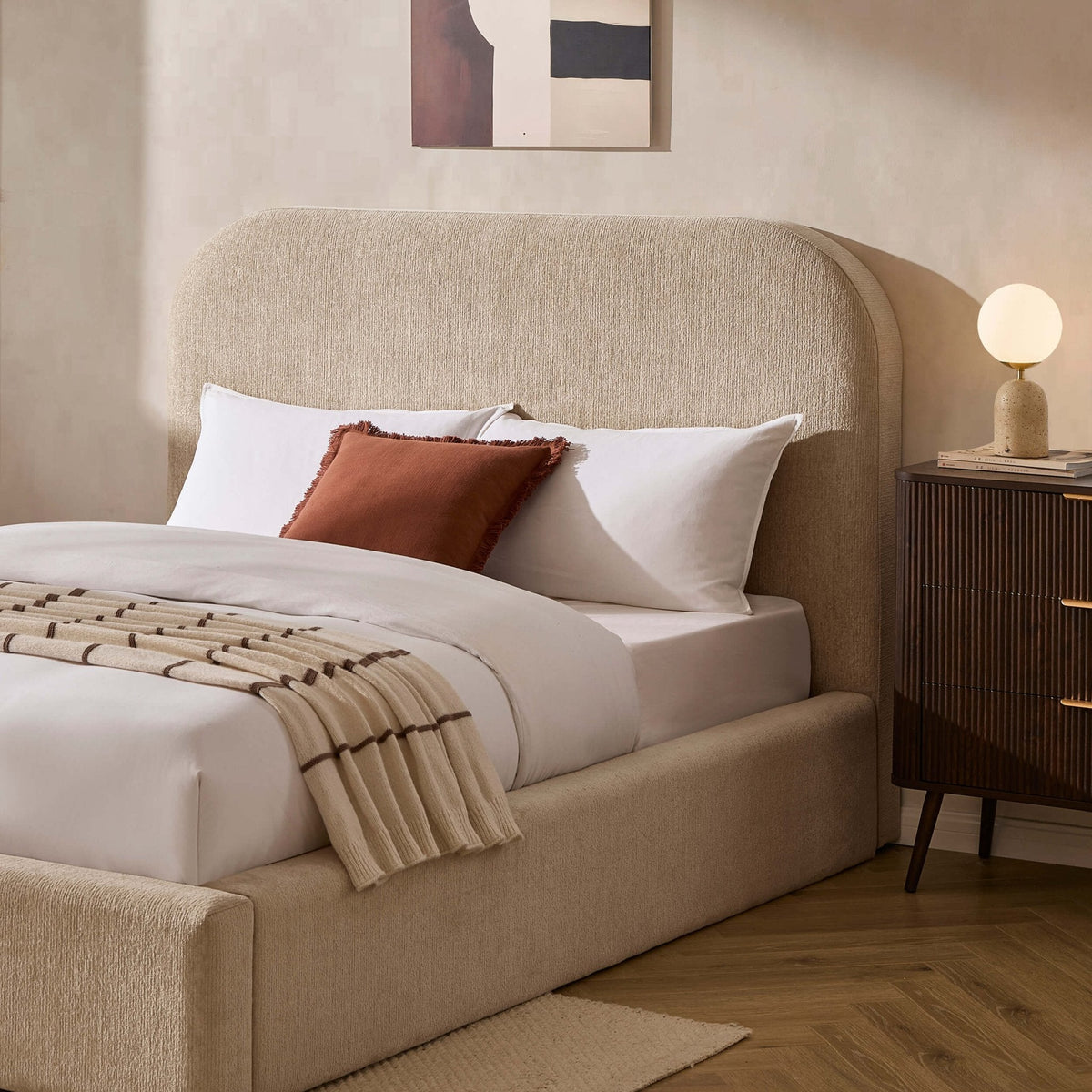 Dusklia - Aintree Ottoman Storage Bed - Textured Oatmeal