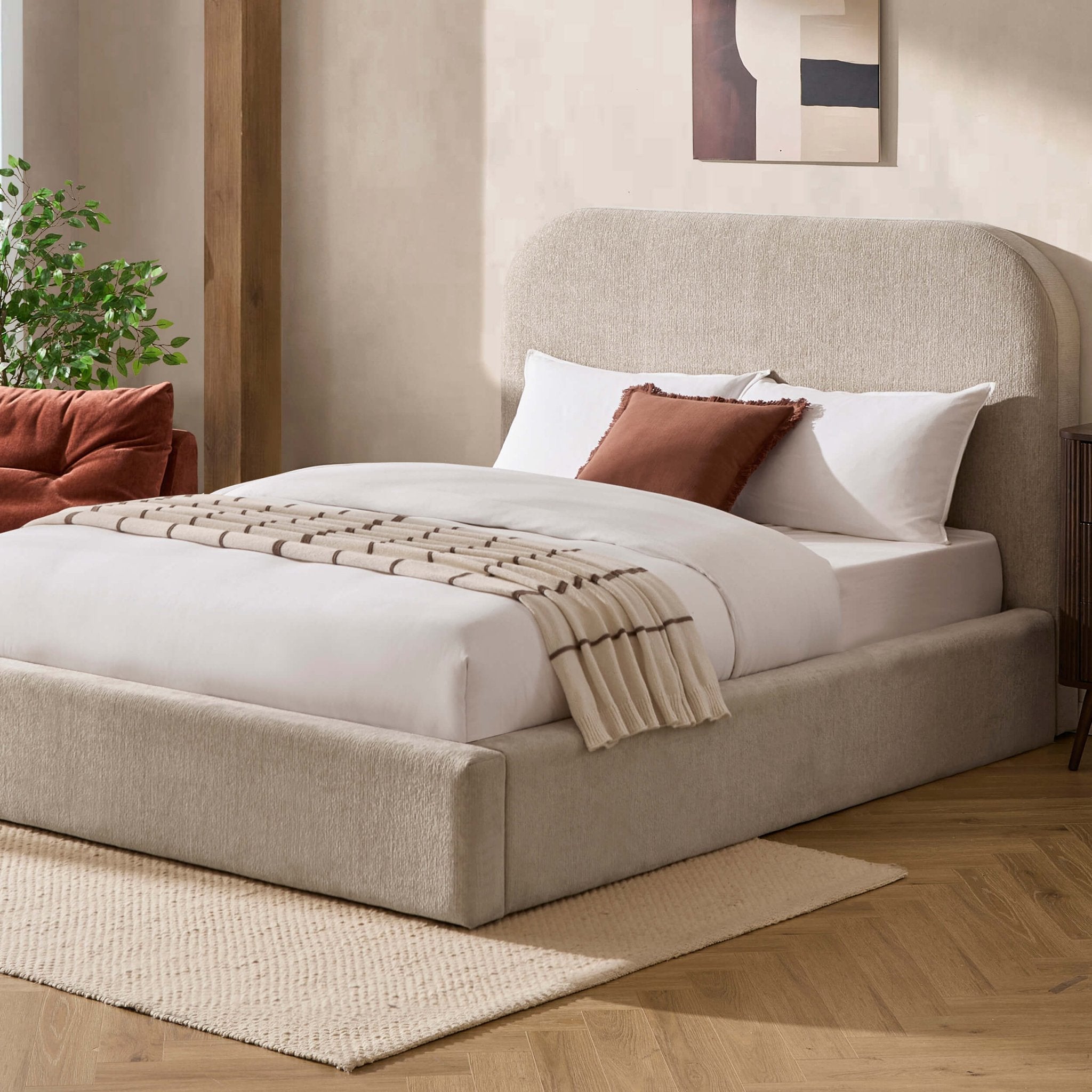 Dusklia - Aintree Ottoman Storage Bed - Textured Oatmeal