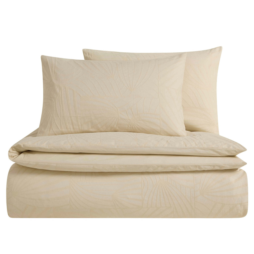 Dusklia - Alanna Linen Look Jacquard 100% Cotton Duvet Cover & Pillowcase Set - Natural