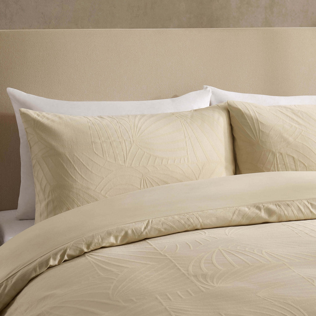 Dusklia - Alanna Linen Look Jacquard 100% Cotton Duvet Cover & Pillowcase Set - Natural