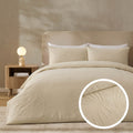 Dusklia - Alanna Linen Look Jacquard 100% Cotton Duvet Cover & Pillowcase Set - Natural