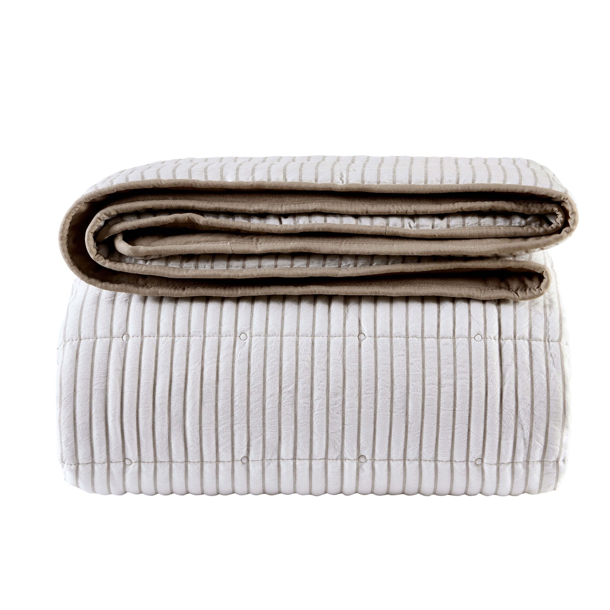 Dusklia - Albi Stripe Seersucker Bedspread - Natural/White