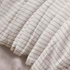 Dusklia - Albi Stripe Seersucker Bedspread - Natural/White