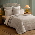 Dusklia - Albi Stripe Seersucker Cushion Cover - Natural/White
