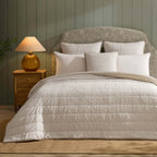 Dusklia - Albi Stripe Seersucker Cushion Cover - Natural/White