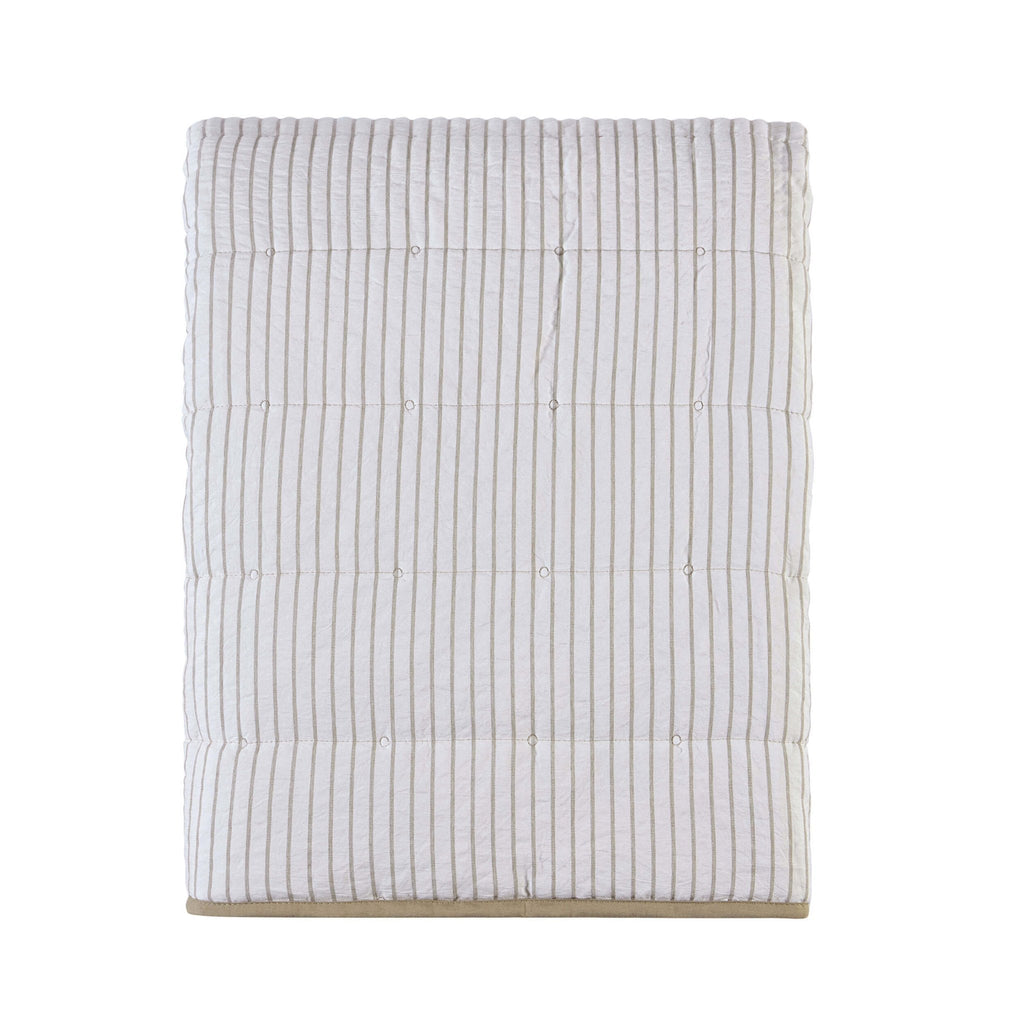 Dusklia - Albi Stripe Seersucker Bedspread - Natural/White