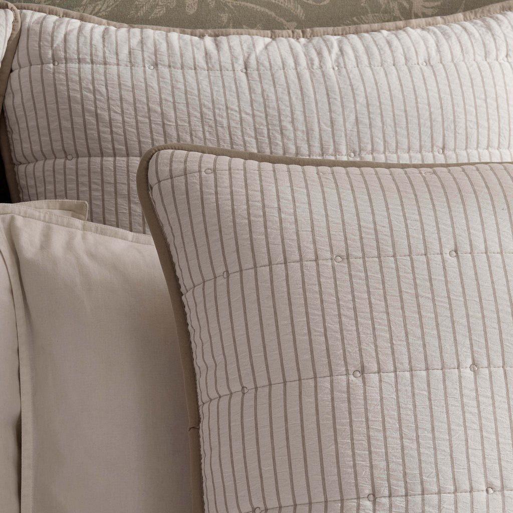 Dusklia - Albi Stripe Seersucker Cushion Cover - Natural/White