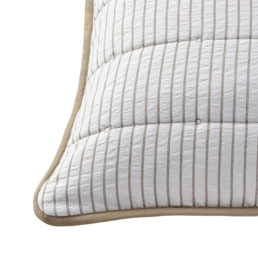 Dusklia - Albi Stripe Seersucker Cushion Cover - Natural/White