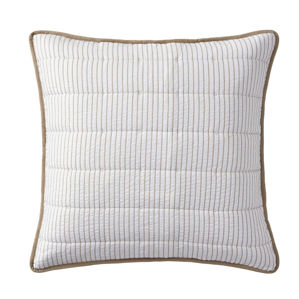 Dusklia - Albi Stripe Seersucker Cushion Cover - Natural/White