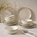 Dusklia - Alfredo Speckled Stoneware 12 Piece Dinner Set- Natural