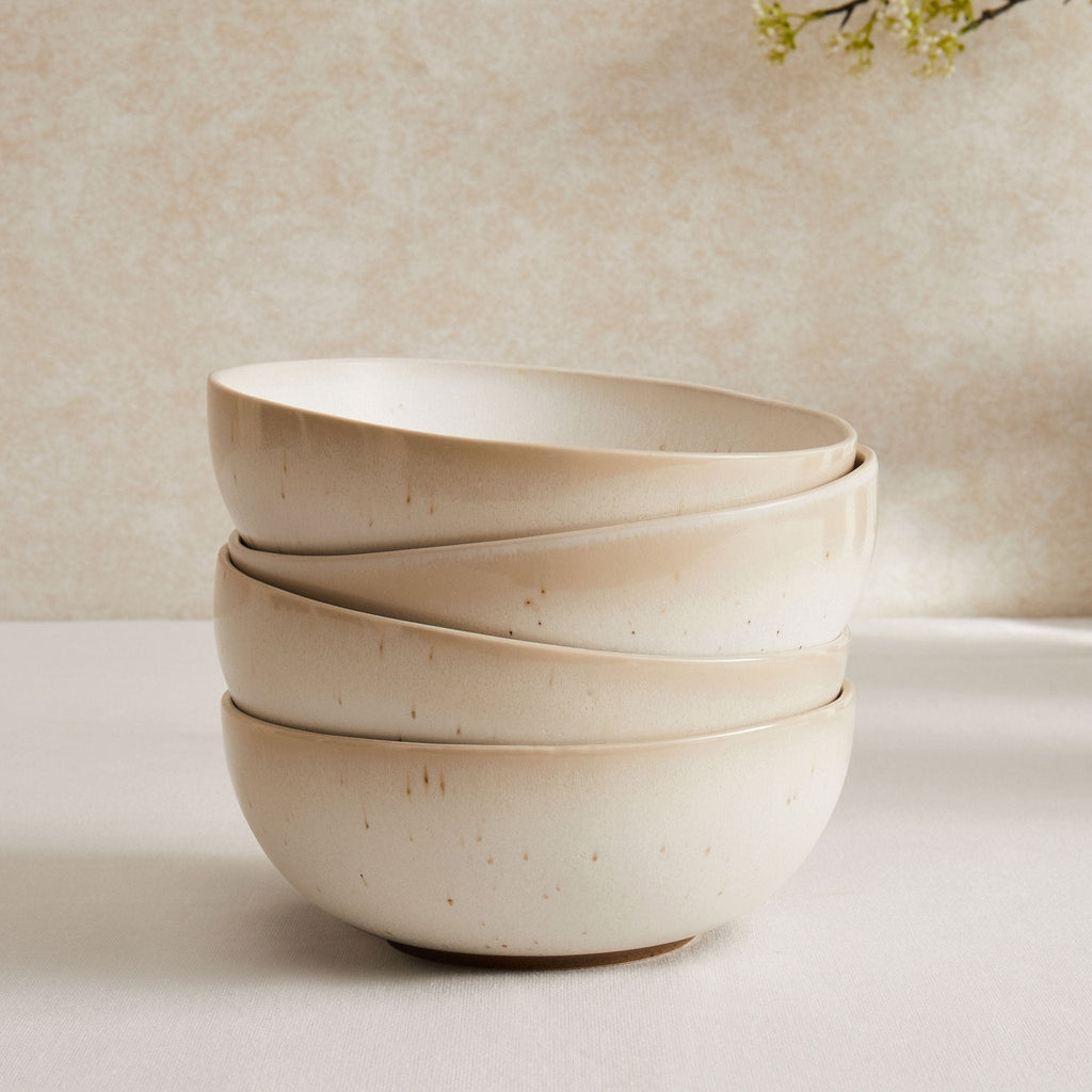 Dusklia - Alfredo Speckled Stoneware Set of 4 Cereal Bowls - Natural