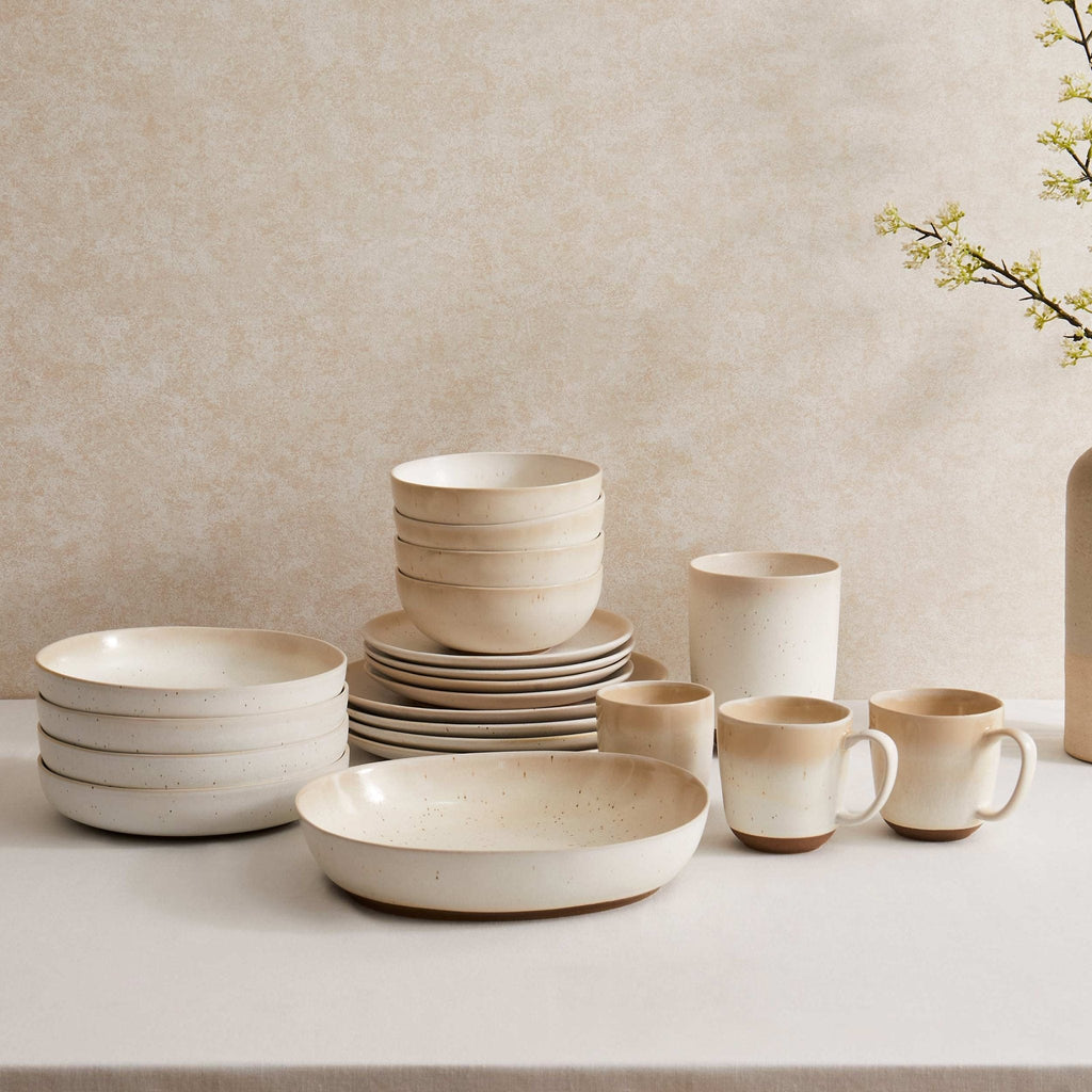 Dusklia - Alfredo Speckled Stoneware Set of 4 Side Plates - Natural