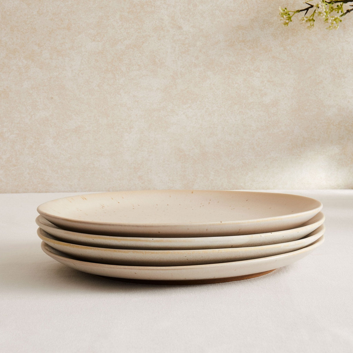 Dusklia - Alfredo Speckled Stoneware Set of 4 Dinner Plates - Natural