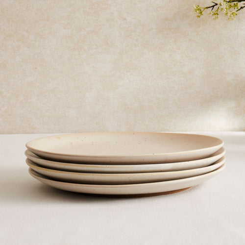 Dusklia - Alfredo Speckled Stoneware Set of 4 Dinner Plates - Natural