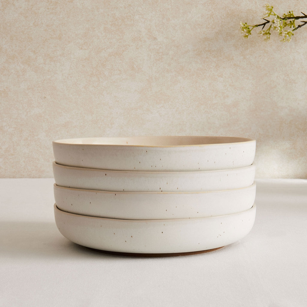 Dusklia - Alfredo Speckled Stoneware Set of 4 Pasta Bowls - Natural